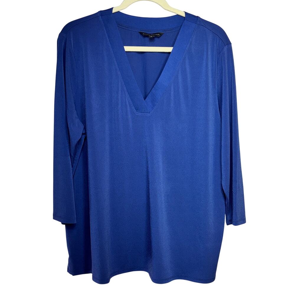Banana Republic Pullover Blouse Top Women's XL V-Neck 3/4 Sleeve Slinky Soft